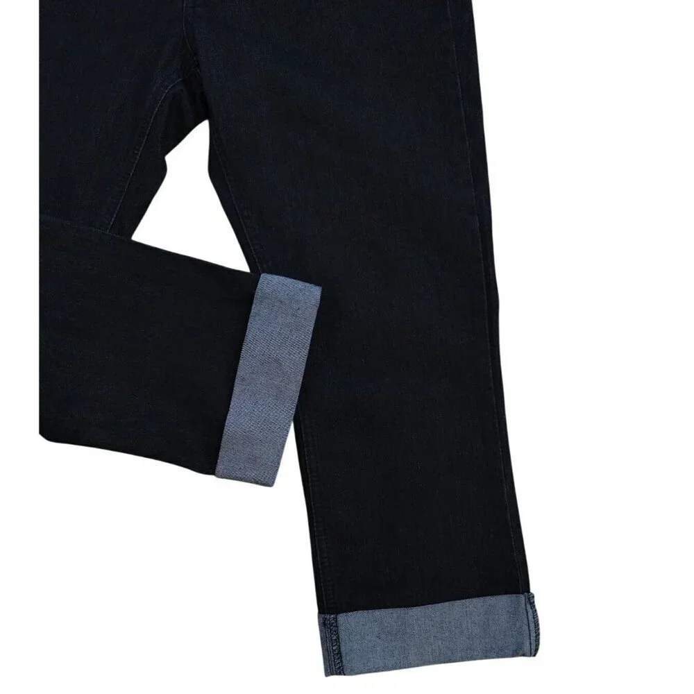 Indigo Rein Womens Black Slim Fit Cropped Jeans Size 9 Cuffed Hem Denim.